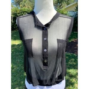 NWT INHABIT Black Sheer Knit Top S
